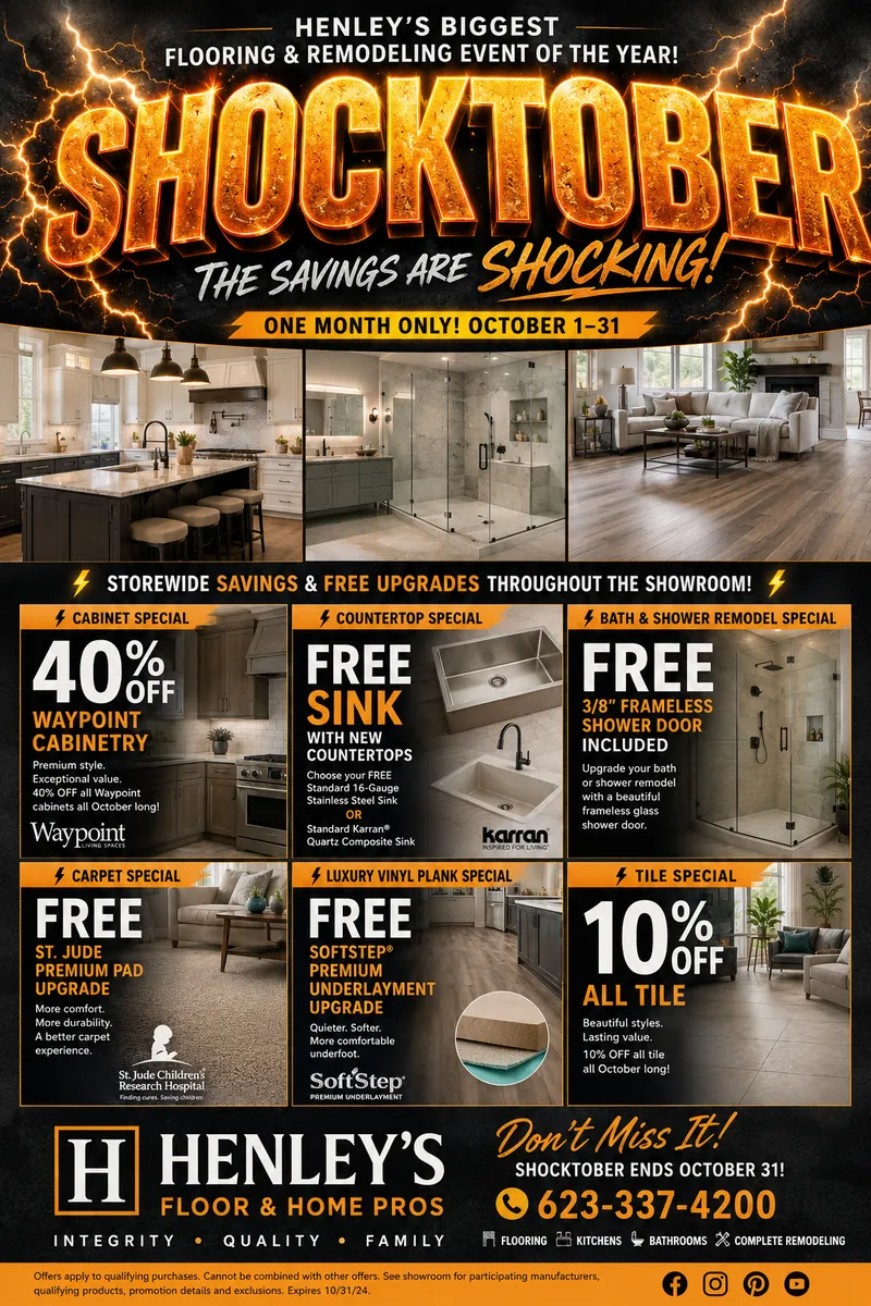 Shocktober flooring and remodeling event promotional artwork